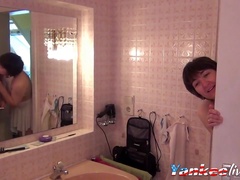 Sexy German milf teases her husband, who fingers her and then fucks her.