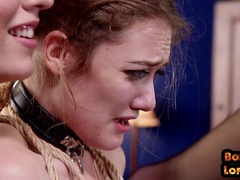 BDSM predicament bondage babe squirts in ***with MILF