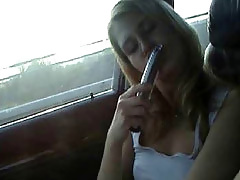 Horny MILF Dildo Banging In The Passenger Seat