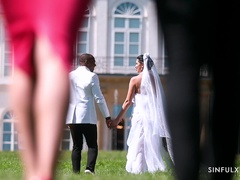 Bride ends up sucking and fucking her man on cam