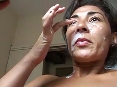 Brazilian MILF Gets Eye Cumshot