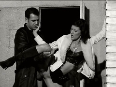 Sassy brunette chick Olivia nailed in the street by Dwight McCarthy