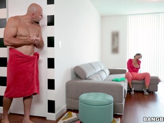 Big ass MILF stops her work to please this man with great sex