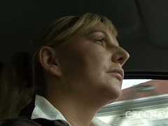 Good busty cougar gives a perfect blowjob down on the knees