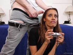 Deep cock sucking home play with the slutty stepsis