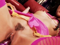 Blonde and brunette Lou Charmelle and Stacey Saran hard anal threesome