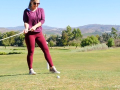 Outdoor masturbation and strip session with Fallon on a golf course