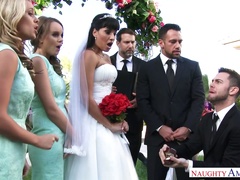 Spoiled bridesmaid Alexis Monroe is fucked by horny cooker in the kitchen