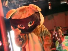 Blonde MILF worships stripper's dick till it explodes with cum