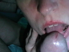 Brunette wife love to eats cum