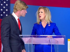 Blonde woman is fucking her political opponent