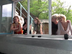 Amazing nude porn with a bunch of amateur ladies sharing the same dick