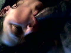 Curly chubby hooker provided my buddy's strong black cock with a BJ