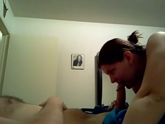 My chubby wife tries hard to milk my cock dry in homemade clip