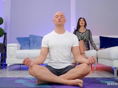 Bald dude gets to stick his penis into this woman's tight cunt
