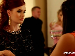 Gorgeous sirens in stockings are on one hard cock