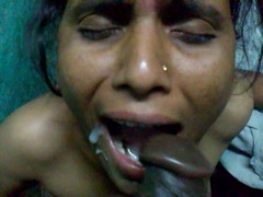 Horny Desi wife take a cum on her mouth