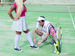 Big breasted dirty-minded blonde Brandi Bae gets lubed anus drilled hard