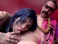 Busty tattooed beauty Amber Luke fucks the director - Big tits