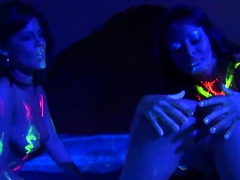 Three amazingly hot lesbians enjoy a psychedelic group sex