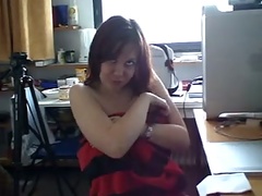 German colleague at work showing me her big boobies