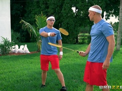 Oiled ass MILF gets her tight holes enlarged by the big dick