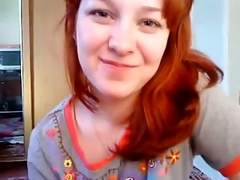 Wondrous a bit plump redhead sucks and jerks off my big cock