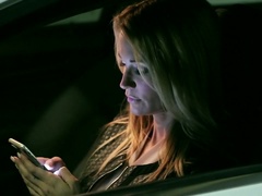 Auburn busty nympho watches the way her bald BF fucks Romi Rain