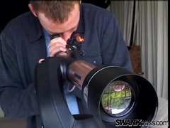 Cougar gets cumshot after blowing and pinned in a outdoors missionary scene