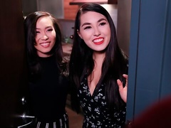 Kimmy Kim and Mina Moon are getting fucked in the bed