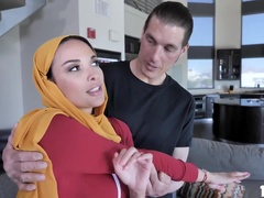 Muslim Arab in hijab Anissa Kate grabbing the trainers cock - exotic tits